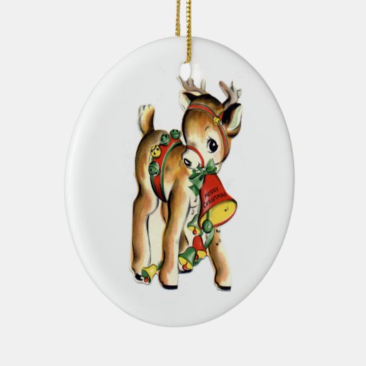 KRWのヴィンテージのトナカイのクリスマスのオーナメント セラミックオーナメント (右)