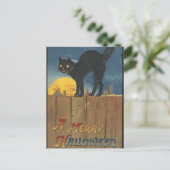 KRWのヴィンテージのハロウィンの黒猫 ポストカード (スタンド正面)