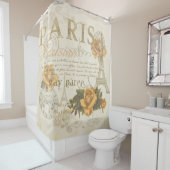KRWのヴィンテージのパリばら色のエッフェル塔のシャワー・カーテン シャワーカーテン (インサイチュ)
