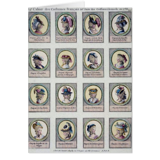 KRWのヴィンテージのファッションの衣裳のFrancais 1783のカード (正面)