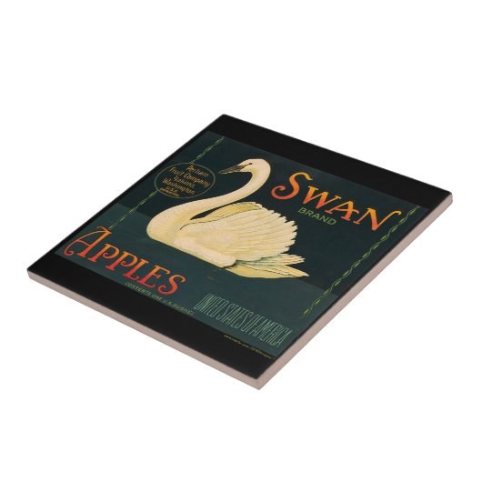KRWのヴィンテージの白鳥のりんごのフルーツの木枠のラベル タイル (側面)