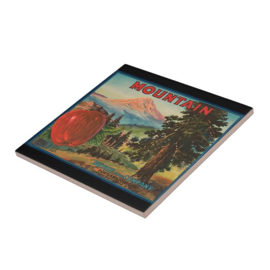 KRWのヴィンテージ山のりんごのフルーツの木枠のラベル タイル (側面)