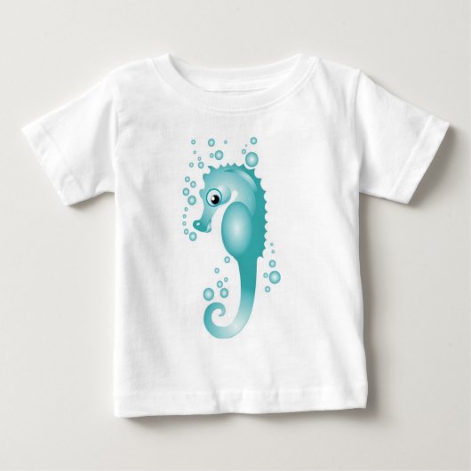 KRWの乳児のかわいいタツノオトシゴのTシャツ ベビーTシャツ (正面)