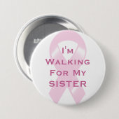 KRWの姉妹のためのピンクのリボンの歩く 缶バッジ (正面&裏面)
