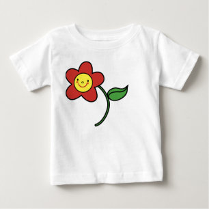 KRWの微笑の赤い花 ベビーTシャツ