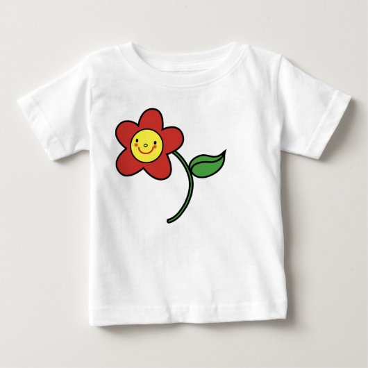 KRWの微笑の赤い花 ベビーTシャツ (正面)