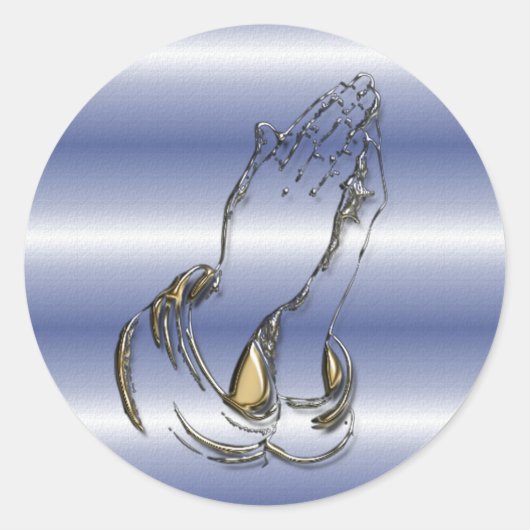 KRWの手祈3インチブルーステッカー ラウンドシール (正面)