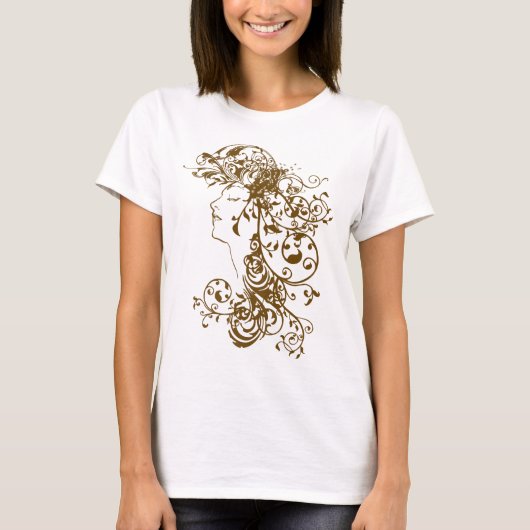 KRWの活気づいた美しいブラウン Tシャツ (正面)