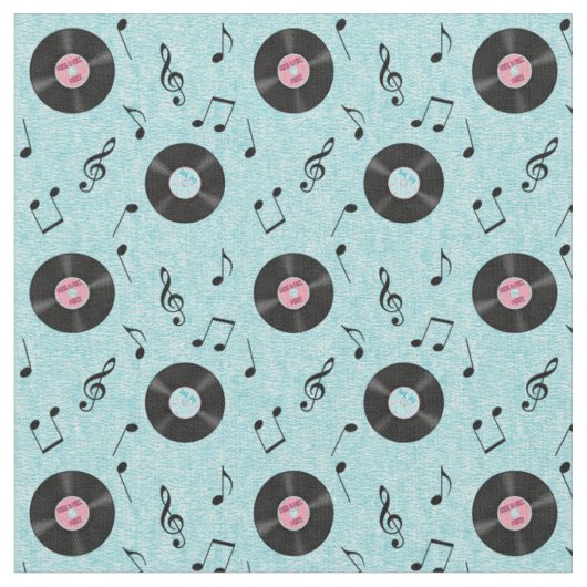 KRWの淡いブルーのレトロは音楽生地を記録します ファブリック (クローズアップ)
