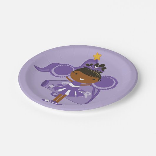 KRWの紫色のチアリーダーのパーティーの紙皿 ペーパープレート (アングル)