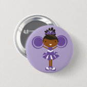 KRWの紫色のチアリーダーの誕生会ボタン 缶バッジ (正面&裏面)