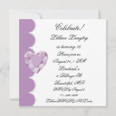KRWの紫色の宝石のハートの菓子16の招待状 招待状 (裏面)
