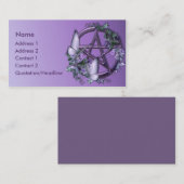 KRWの紫色の花のウィッカ信者の五芒星の名刺 名刺 (正面/裏面)