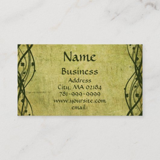 KRWの緑のケルト族のシャムロックの羊皮紙のカスタム 名刺 (正面)