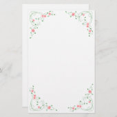 KRWの美しいピンクの花の文房具 便箋 (正面/裏面)