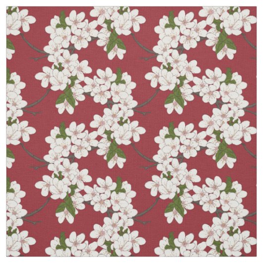 KRWの美しいミズキの花のプリントの生地 ファブリック (見本)