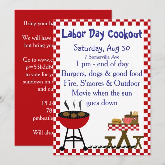 KRWの裏庭のCookoutの招待状 招待状 (正面/裏面)