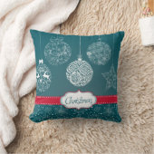 KRWの青いクリスマスのオーナメントの枕 クッション (ブランケット)