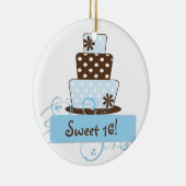 KRWの青い水玉模様の菓子16のケーキの記念品のオーナメント セラミックオーナメント (右)