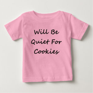 KRWはクッキーのかわいいベビーのユーモアのために静かです ベビーTシャツ