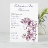 KRWアメリカ美しい7月4日招待状 招待状 (スタンド正面)