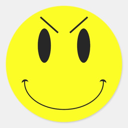 KRWイエローエビル顔 ラウンドシール (正面)