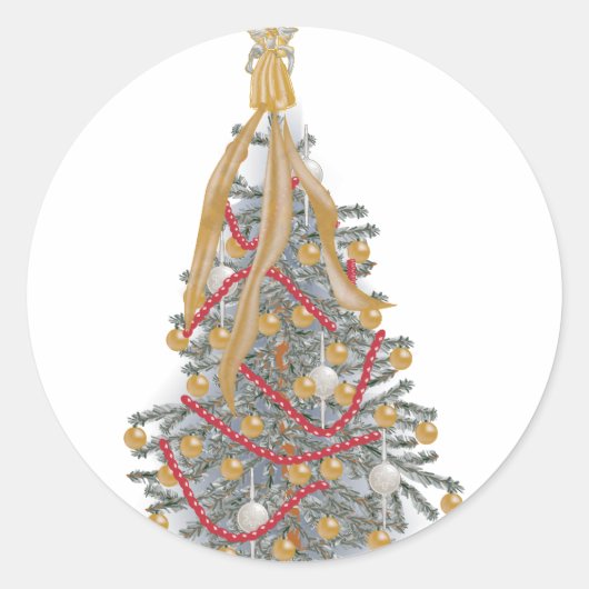KRWエンジェルがクリスマスツリーを頂点に ラウンドシール (正面)