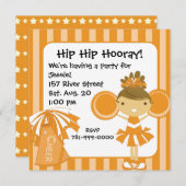 KRWオレンジチアリーダー2サイド誕生日招待状 招待状 (正面/裏面)