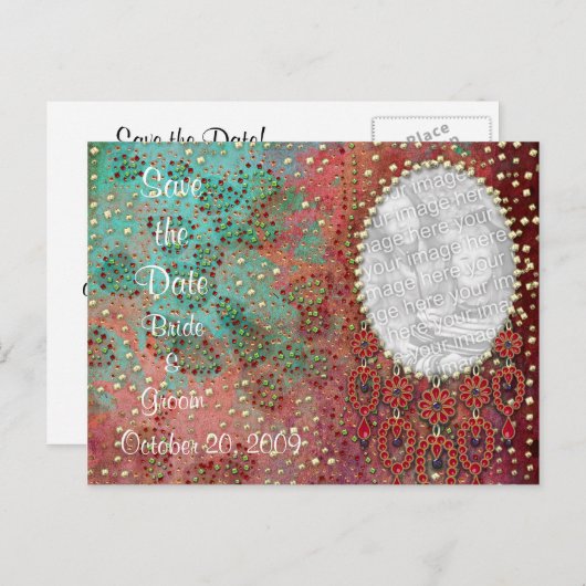 KRWカスタムインディアン宝石飾り写真保存日 案内ポストカード (正面/裏面)