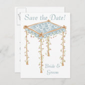KRWカスタムユダヤ人結婚の天蓋が日付を保存 案内ポストカード (正面/裏面)