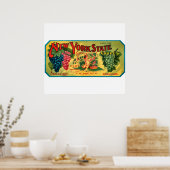 KRWカスタムNY州ブドウヴィンテージクレートラベル ポスター (キッチン)