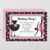 KRWガールズバレエバラ誕生パーティーの招待 招待状 (正面/裏面)