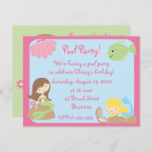 KRWキュートマーメイドプールパーティの招待状 招待状 (正面/裏面)