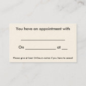 KRWタトゥースタジオカスタムアポイントメントカード 予約カード (裏面)