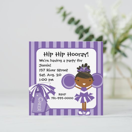 KRWパープルチアリーダー誕生日パーティーの招待 招待状 (スタンド正面)