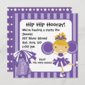 KRWパープルチアリーダー誕生日パーティーの招待 招待状 (正面/裏面)