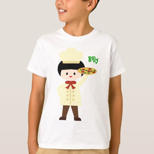 KRWピザパーティーの名前をカスタムするのティーの男の子 Tシャツ (正面)