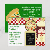 KRWピザパーティーガールバースデーパーティ招待状 招待状 (正面/裏面)