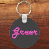 KRWピンクのネオン名キーチェーン – グリーア キーホルダー (正面)