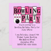 KRWピンクボーリング誕生パーティー 招待状 (正面/裏面)