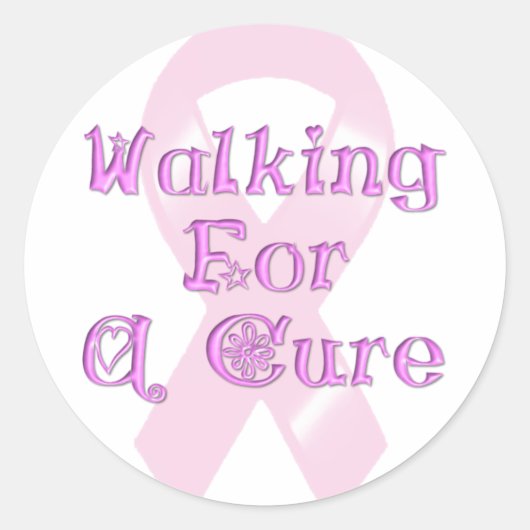 KRWピンクリボン歩くfor a Cure ラウンドシール (正面)