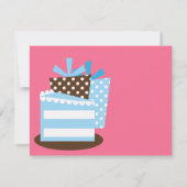 KRWブラウン&ブルー水玉模様フクロウ空白のパーティー招待状 招待状 (裏面)