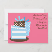 KRWブラウン&ブルー水玉模様フクロウ誕生日招待状 招待状 (裏面)