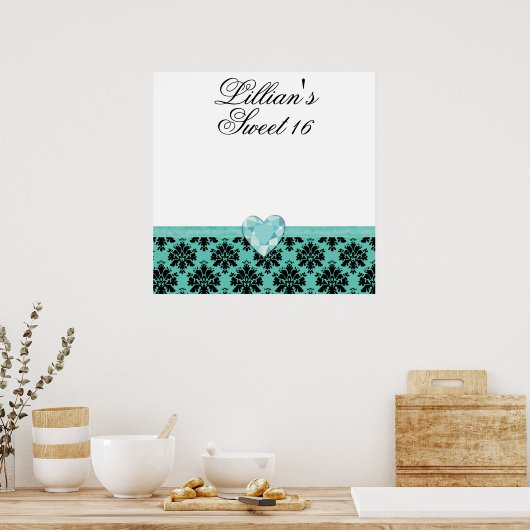 KRWブルージュエルハートスウィート16オートグラフポスター ポスター (キッチン)