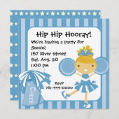 KRWブルーチアリーダー2サイド誕生日招待状 招待状 (正面/裏面)