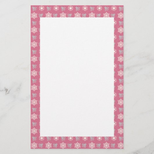 KRWホリデーピンクスノーフレークひな形 便箋 (正面)