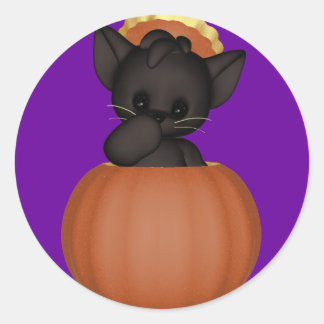 KRWリールブラックスカラディキャットハロウィーン ラウンドシール