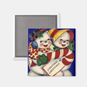 KRWヴィンテージスノーカップルのクリスマスマグネット マグネット (正面/裏面)