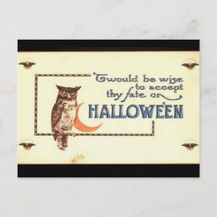KRWヴィンテージハロウィーンフクロウ葉書 ポストカード