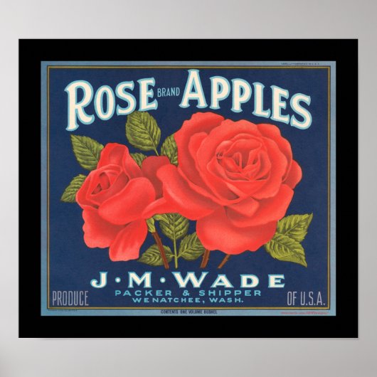 KRWヴィンテージバラりんご果輪状ラベル ポスター (正面)
